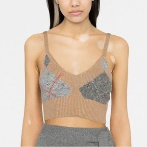 Polo Ralph Lauren Knitted Checked Cropped Top